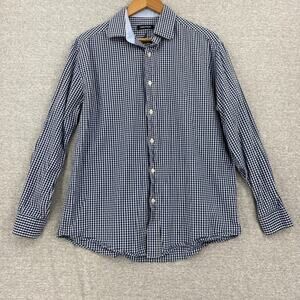 Nautica Shirt Mens 15 1/2 32-33 Blue Check Button Up Long Sleeve Collared